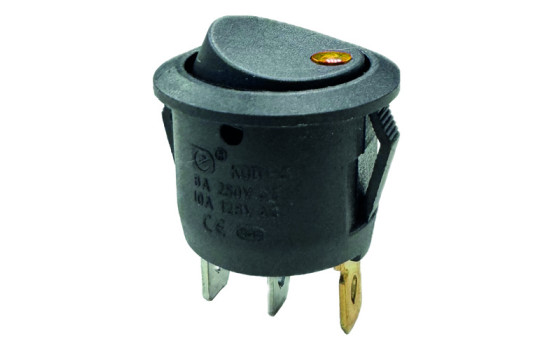 Rocker switch amber on - off, 12V, 10A, 20mm, LED in blister