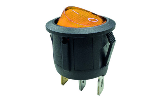 Rocker switch amber on - off, 12V, 10A, 20mm, LED in blister