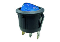 Rocker switch blue on - off, 12V, 10A, 20mm, LED in blister