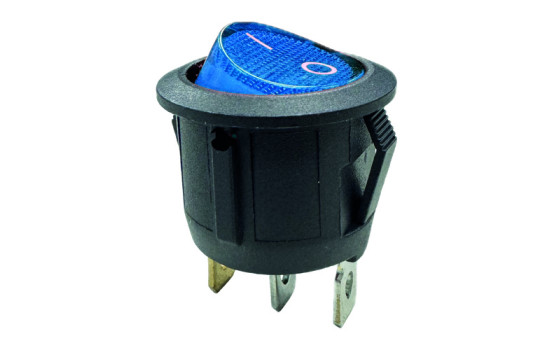 Rocker switch blue on - off, 12V, 10A, 20mm, LED in blister