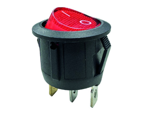 Rocker switch red on - off, 12V, 10A, 20mm, LED in blister