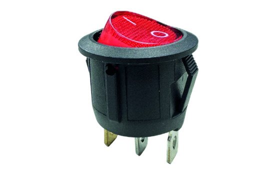 Rocker switch red on - off, 12V, 10A, 20mm, LED in blister