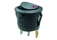 Rocker switch red on - off, 12V, 10A, 20mm, LED in blister