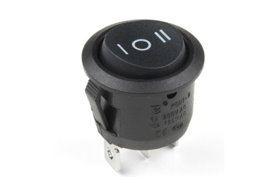 Rocker switch round 20 mm on-off-on 12V 10A unlit in blister