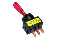 toggle switch red, with light bulb on-off 12v, 20a 3 tab contacts installation dimensions ø13mm