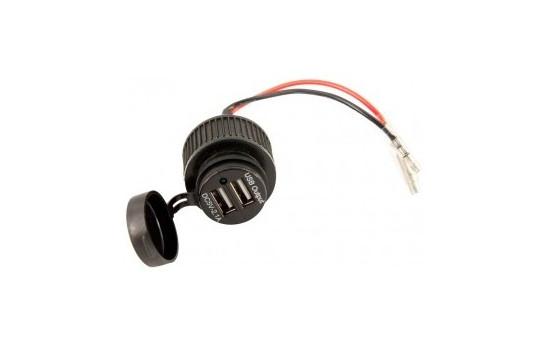 USB adapter - 2 ports 5V-2.1A - recessed - black