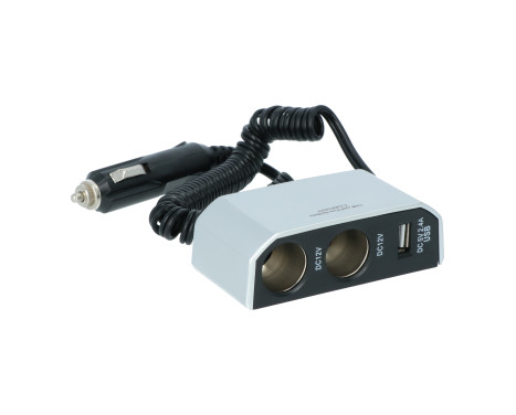 Carpoint 2-way socket 2x12V 1xUSB 2.4A, Image 2