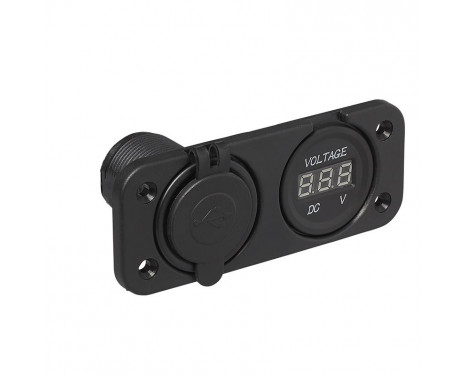 Installation kit: voltmeter 6-30V + USB port double 2x2100mA, Image 2