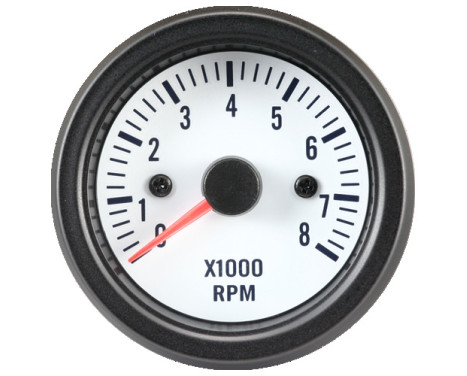 Performance Instrument White Tachometer> 8000rpm 2/3/4/5/6/8 cyl. 52mm