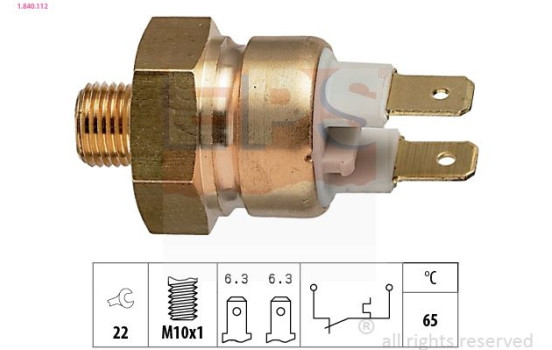 Temperature Switch, coolant warning lamp Made in Italy - OE Equivalent 1.840.112 EPS Facet