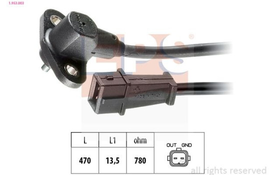 Sensor, crankshaft pulse Made in Italy - OE Equivalent 1.953.003 EPS Facet