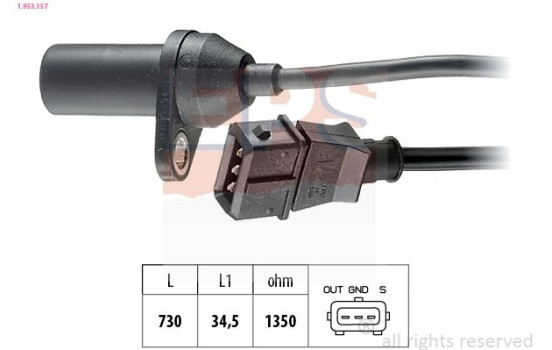 Sensor, crankshaft pulse Made in Italy - OE Equivalent 1.953.157 EPS Facet