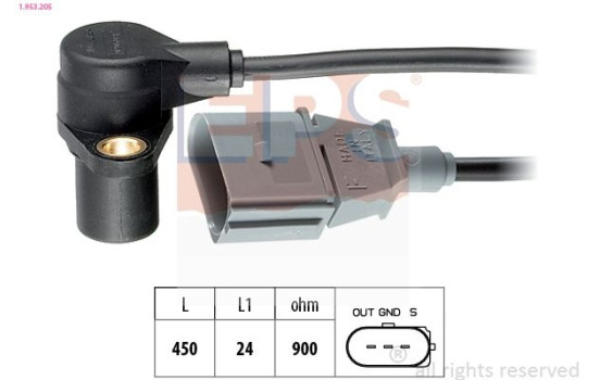 Sensor, crankshaft pulse Made in Italy - OE Equivalent 1.953.205 EPS Facet