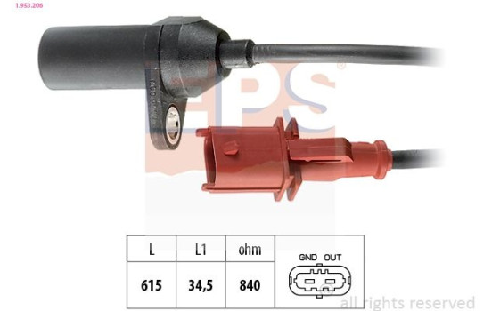 Sensor, crankshaft pulse Made in Italy - OE Equivalent 1.953.206 EPS Facet