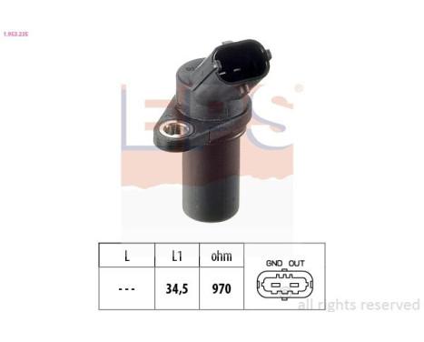 Sensor, crankshaft pulse Made in Italy - OE Equivalent 1.953.235 EPS Facet, Image 2