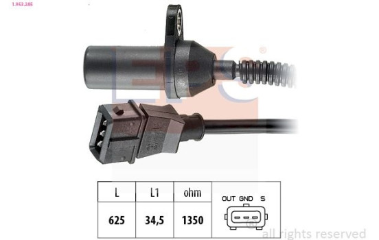 Sensor, crankshaft pulse Made in Italy - OE Equivalent 1.953.285 EPS Facet