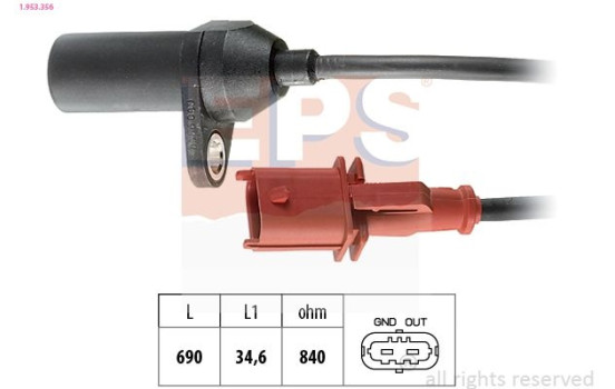 Sensor, crankshaft pulse Made in Italy - OE Equivalent 1.953.356 EPS Facet