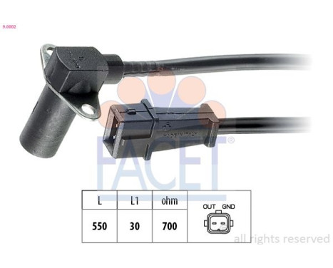 Sensor, crankshaft pulse Made in Italy - OE Equivalent 9.0002 Facet