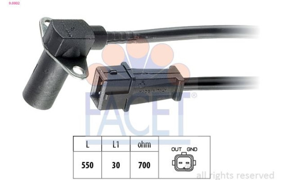 Sensor, crankshaft pulse Made in Italy - OE Equivalent 9.0002 Facet