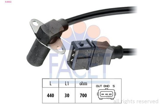 Sensor, crankshaft pulse Made in Italy - OE Equivalent 9.0032 Facet