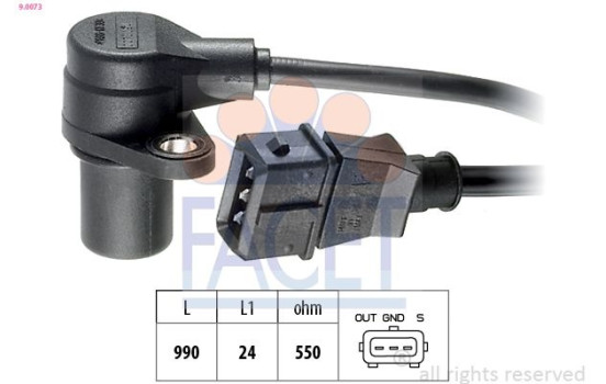 Sensor, crankshaft pulse Made in Italy - OE Equivalent 9.0073 Facet