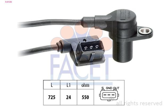 Sensor, crankshaft pulse Made in Italy - OE Equivalent 9.0130 Facet
