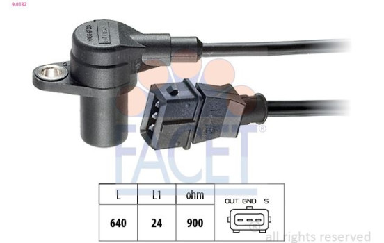 Sensor, crankshaft pulse Made in Italy - OE Equivalent 9.0132 Facet