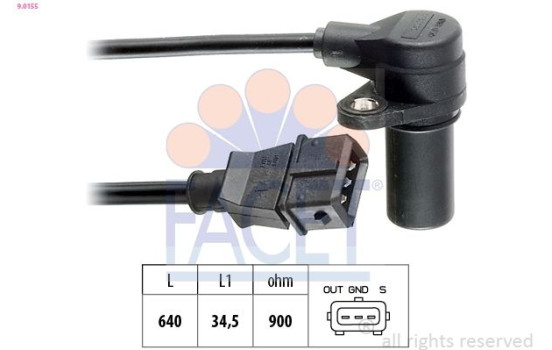 Sensor, crankshaft pulse Made in Italy - OE Equivalent 9.0155 Facet