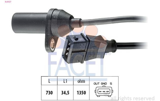 Sensor, crankshaft pulse Made in Italy - OE Equivalent 9.0157 Facet