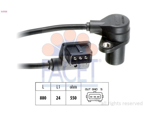 Sensor, crankshaft pulse Made in Italy - OE Equivalent 9.0158 Facet