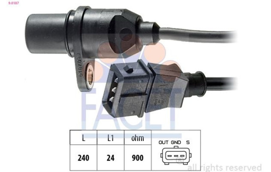 Sensor, crankshaft pulse Made in Italy - OE Equivalent 9.0187 Facet