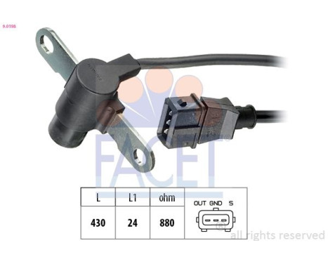 Sensor, crankshaft pulse Made in Italy - OE Equivalent 9.0198 Facet