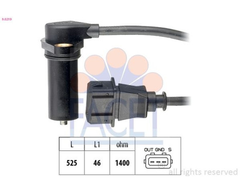 Sensor, crankshaft pulse Made in Italy - OE Equivalent 9.0219 Facet