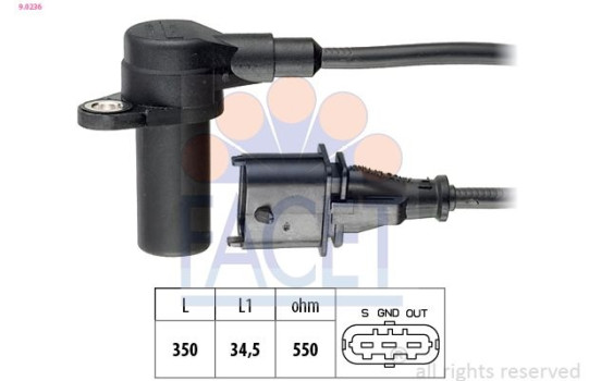 Sensor, crankshaft pulse Made in Italy - OE Equivalent 9.0236 Facet