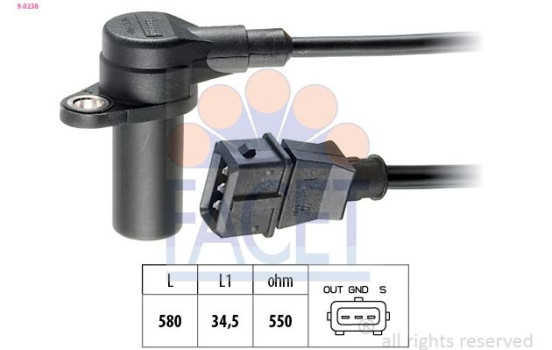 Sensor, crankshaft pulse Made in Italy - OE Equivalent 9.0238 Facet