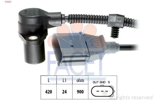 Sensor, crankshaft pulse Made in Italy - OE Equivalent 9.0320 Facet