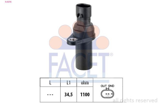Sensor, crankshaft pulse Made in Italy - OE Equivalent 9.0378 Facet, Image 2