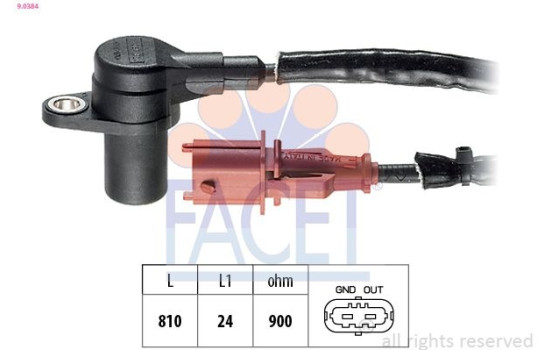 Sensor, crankshaft pulse Made in Italy - OE Equivalent 9.0384 Facet