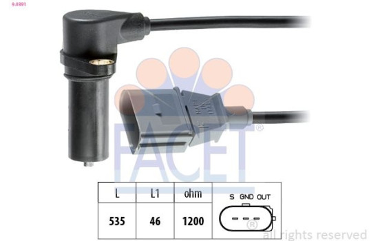 Sensor, crankshaft pulse Made in Italy - OE Equivalent 9.0391 Facet