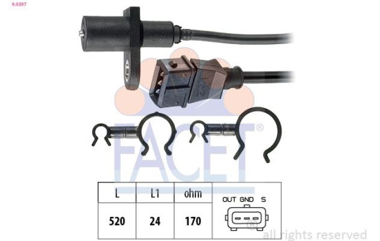 Sensor, crankshaft pulse Made in Italy - OE Equivalent 9.0397 Facet