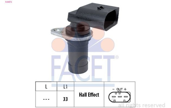 Sensor, crankshaft pulse Made in Italy - OE Equivalent 9.0472 Facet