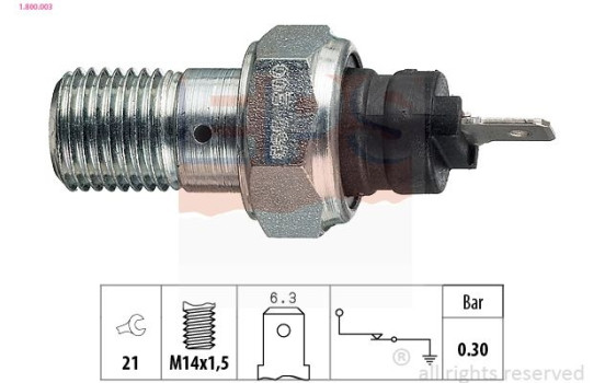 Oil Pressure Switch Made in Italy - OE Equivalent 1.800.003 EPS Facet