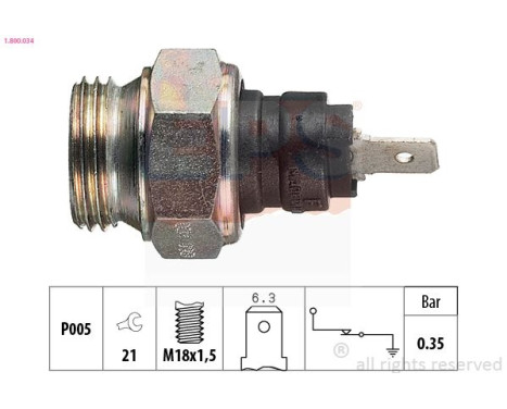 Oil Pressure Switch Made in Italy - OE Equivalent 1.800.034 EPS Facet