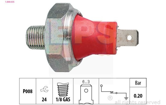 Oil Pressure Switch Made in Italy - OE Equivalent 1.800.035 EPS Facet