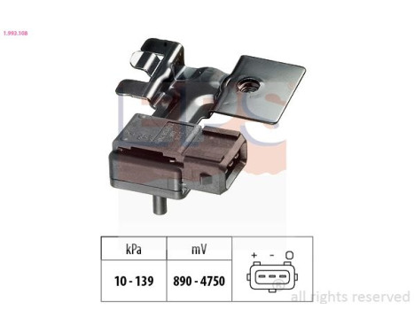 Air Pressure Sensor, height adaptation Made in Italy - OE Equivalent 1.993.108 EPS Facet