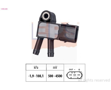 Sensor, exhaust pressure Made in Italy - OE Equivalent 1.993.294 EPS Facet