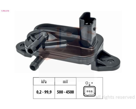 Sensor, exhaust pressure Made in Italy - OE Equivalent 1.993.316 EPS Facet