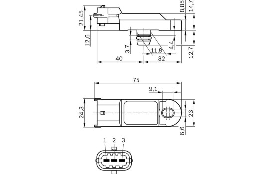 Sensor, intake manifold pressure DS-S3 Bosch, Image 6