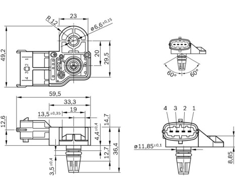 Sensor, intake manifold pressure DS-S3-TF Bosch, Image 8