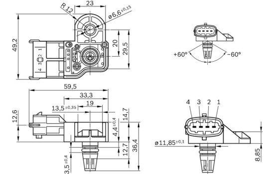 Sensor, intake manifold pressure DS-S3-TF Bosch